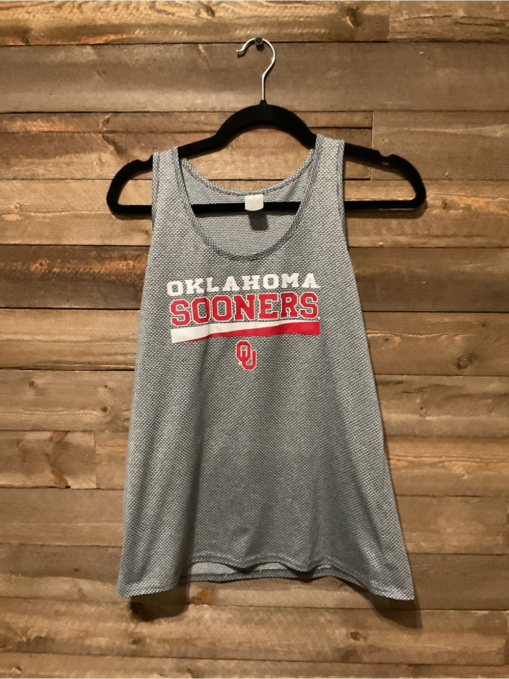 Oklahoma Sooners Tank Top Textured Micro Mesh Pattern Red Letters Size Large
